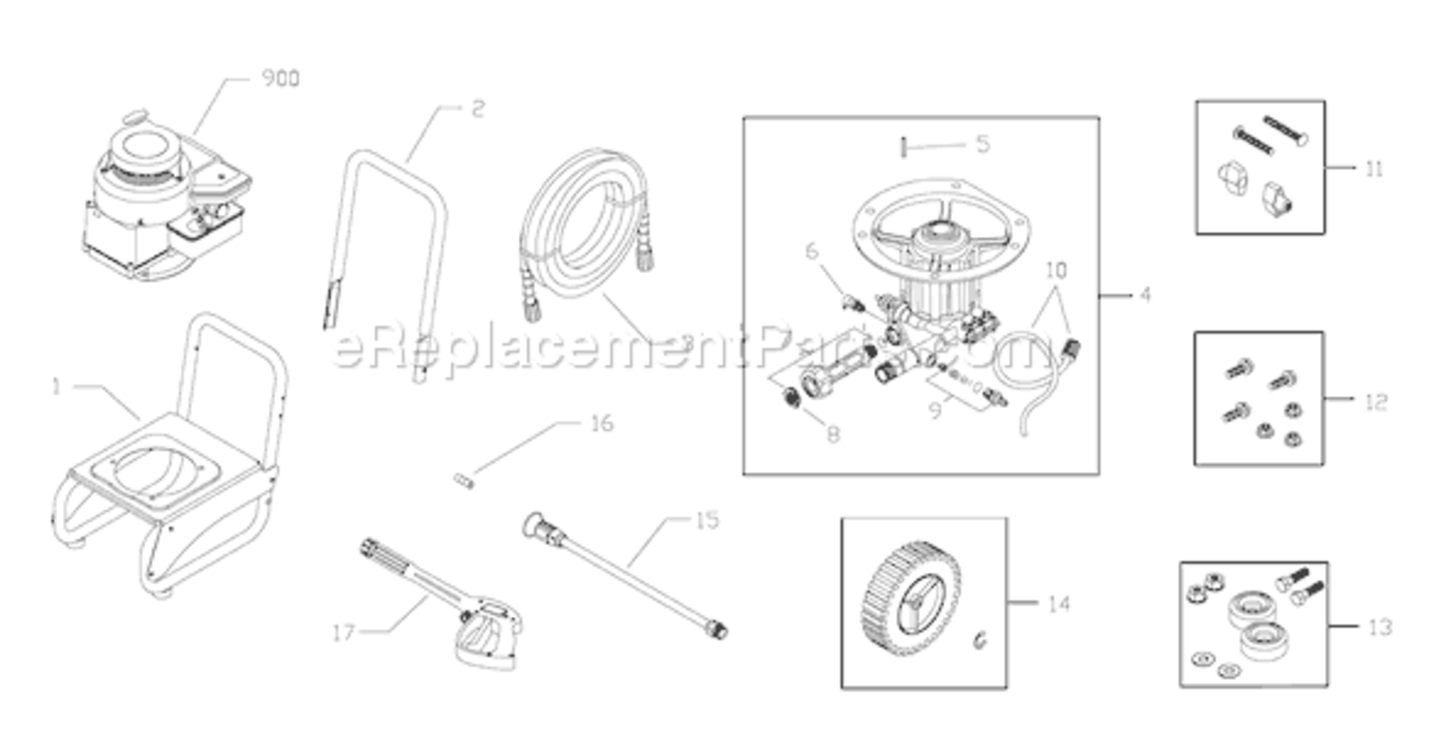 Page A Diagram and Parts List for 020345-0  Briggs and Stratton Pressure Washer